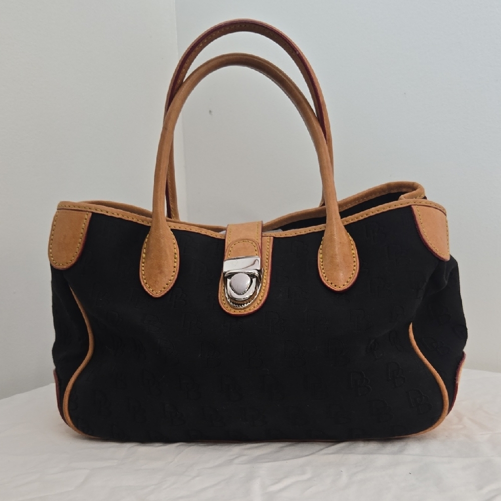 Dooney & Bourke Black & Tan Monogram Tote Bag